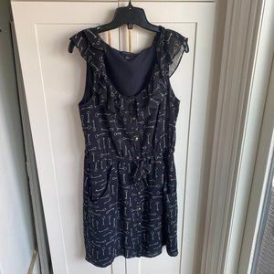 Banana Republic Navy Blue Skeleton Key Dress with Pockets - Size 12